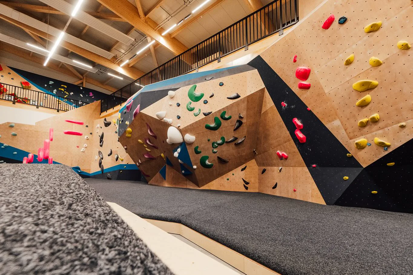Sporthalle aus Holz mit sichtbarem Dachtragwerk